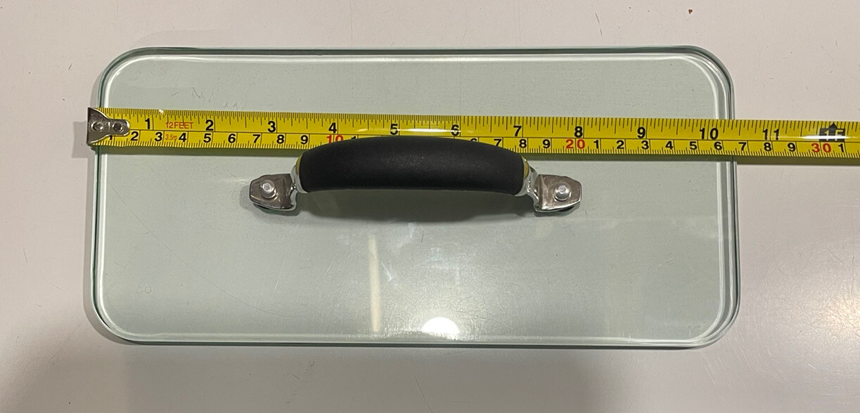 10.5” x 5” Clear Glass Rectangle Heavy Lid Black Handle Replacement