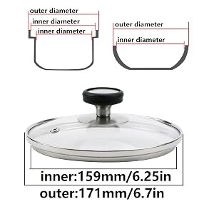 6 Inch Universal Tempered Glass Pot Lid Glass Covers for Frying Pan Wok Pot
