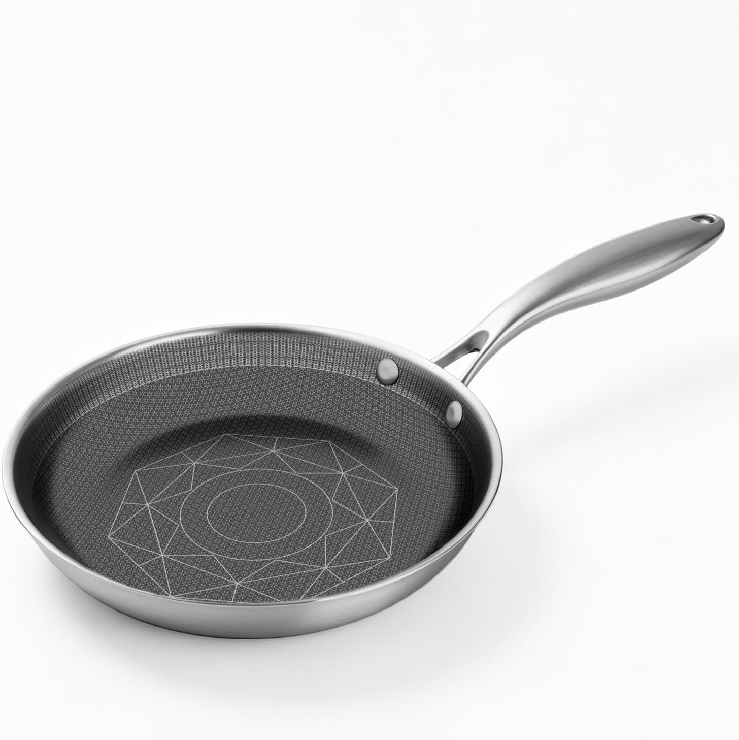 8/10-Inch Stainless Steel Pan, Hybrid Nonstick Frying Pan, Skillet, 3-Ply Clad C