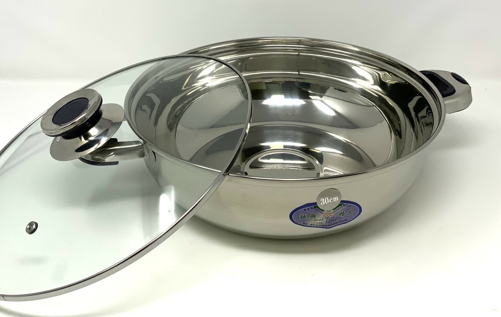 HCX 28 cm Stainless Steel Shabu Shabu Cooking Hot Pot With Glass Lid FP2116
