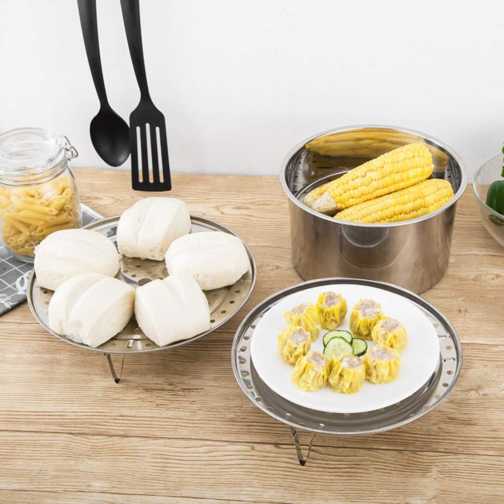 NRDBEEE Round Stainless Steel Rack 7.6″ 8.5″ 9.33″ Inch Diameter Steaming Sta…