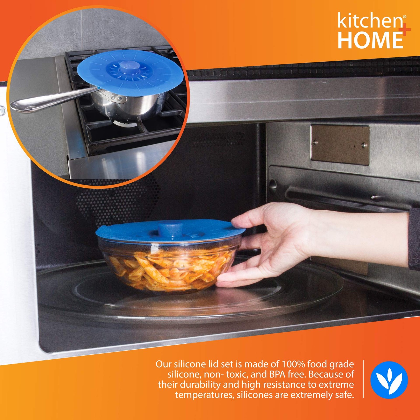 Kitchen + Home Silicone Suction Lids and Food Covers – Set of 5 – Fits variou…