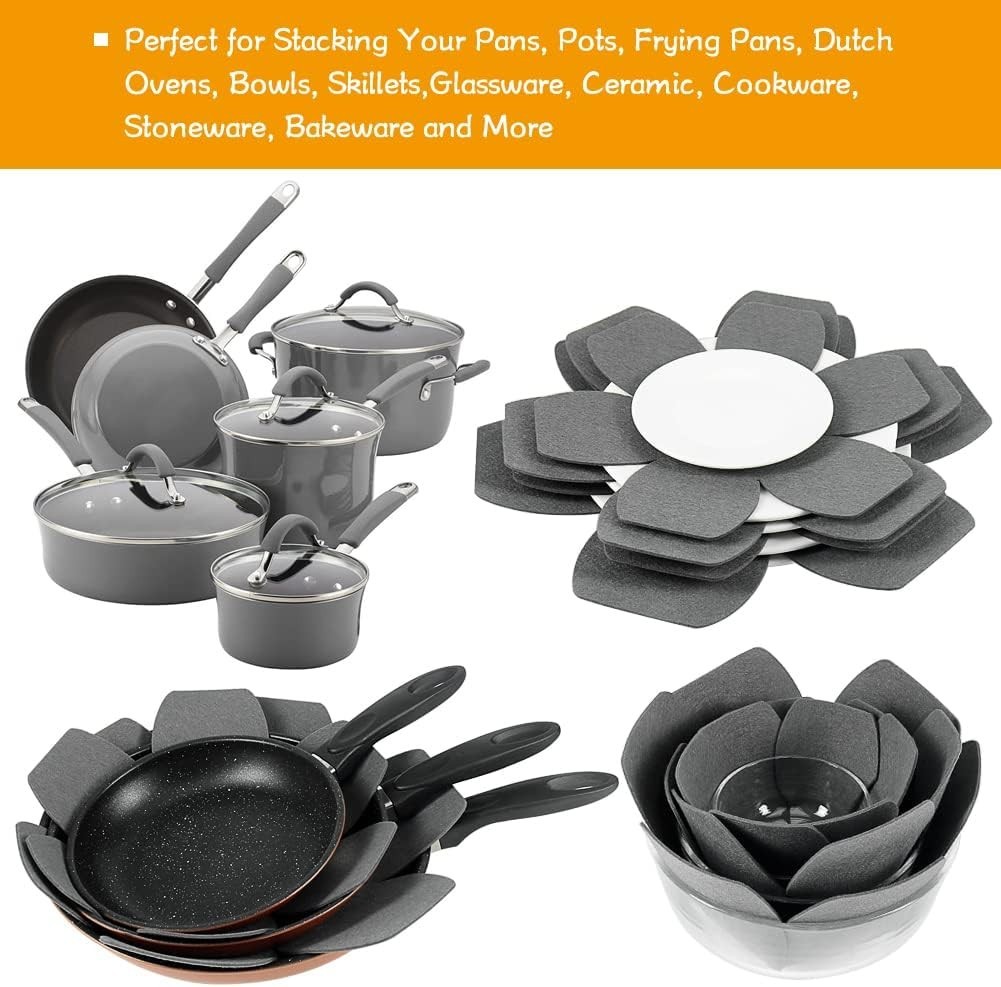 Larger & Thicker Pan Pot Protectors, Set of 12 and 3 Different Sizes, Felt Pa…