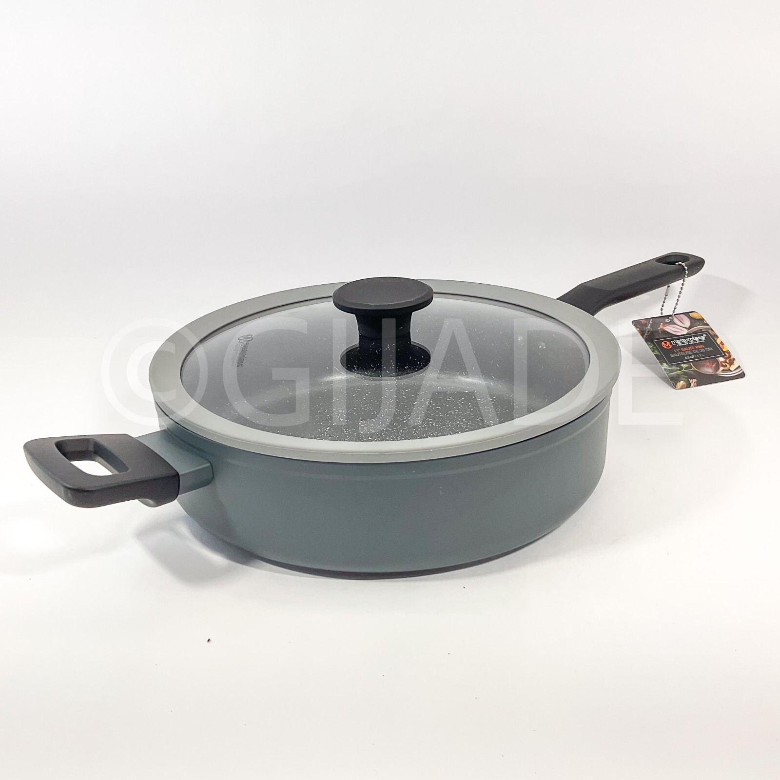Masterclass 4.5-qt- 11″ Sauté Pan Pot With Lid Gray & Black Cookware New