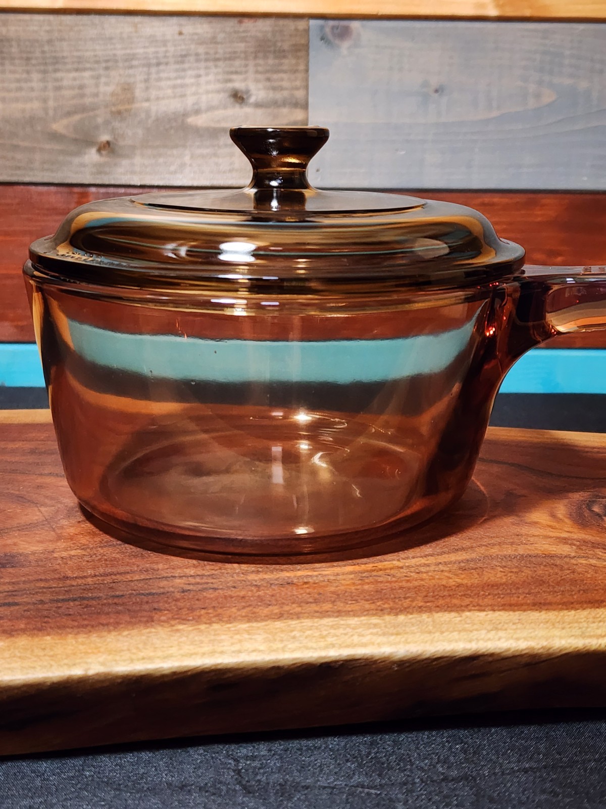 1970’s Visions Corning 1 Liter Saucepan V-1-B With Pyrex Lid P-8-1C Amber France