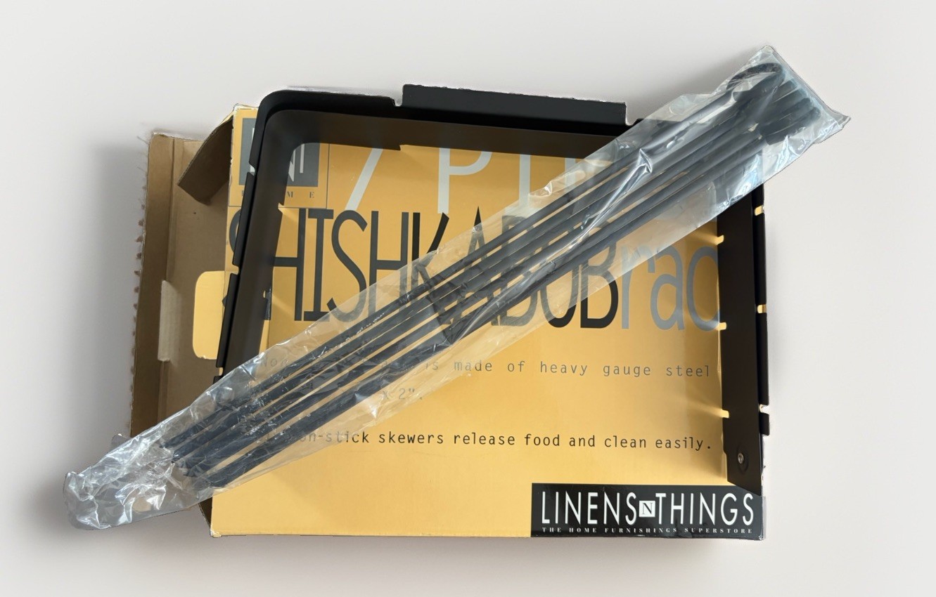 Shish Kabob Set 7 Piece Grilling Rack Non Stick Steel Rack 6 Skewers 13 *10 * 2