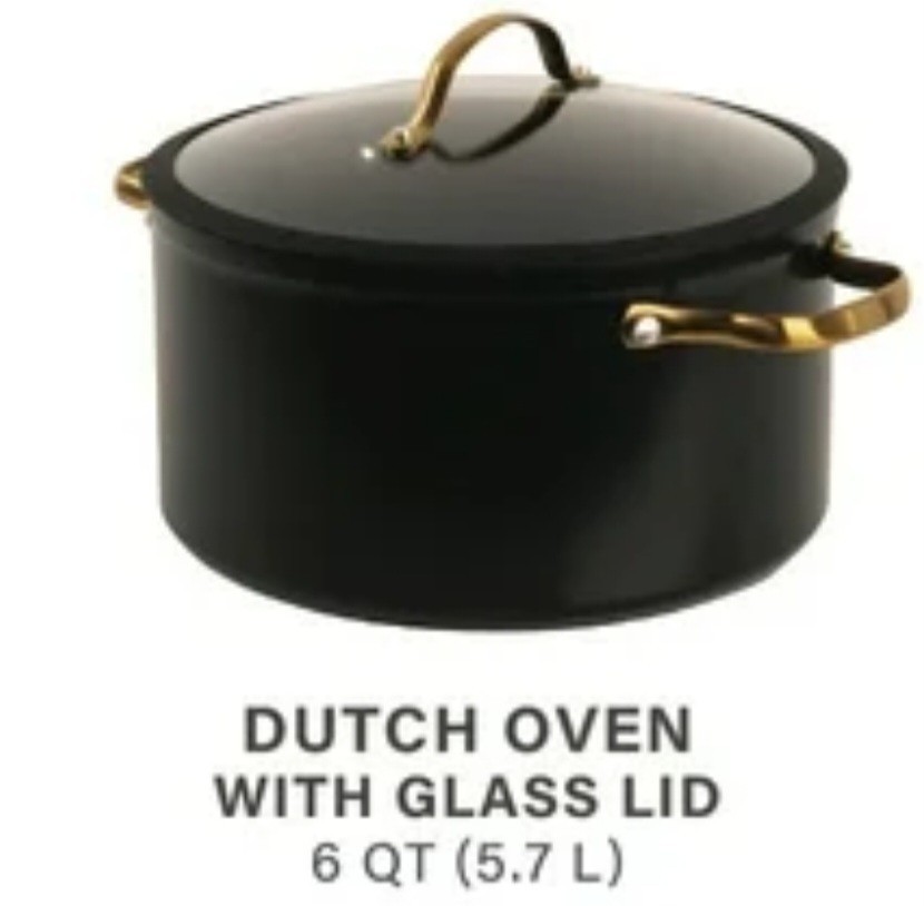 THYME & TABLE ~ BLACK ~ 6-Quart ~ Nonstick ~ Aluminum DUTCH OVEN w/Lid