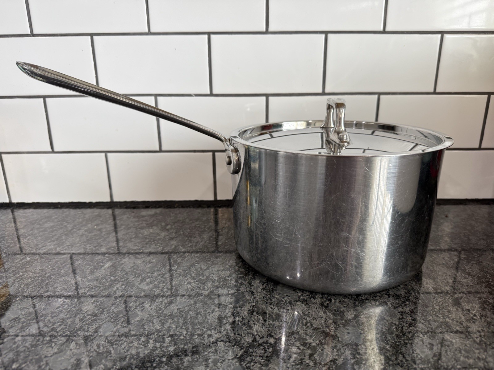 Vintage All-Clad Stainless Sauce Pan 3-Ply Bonded Cookware with Lid 4 Quart