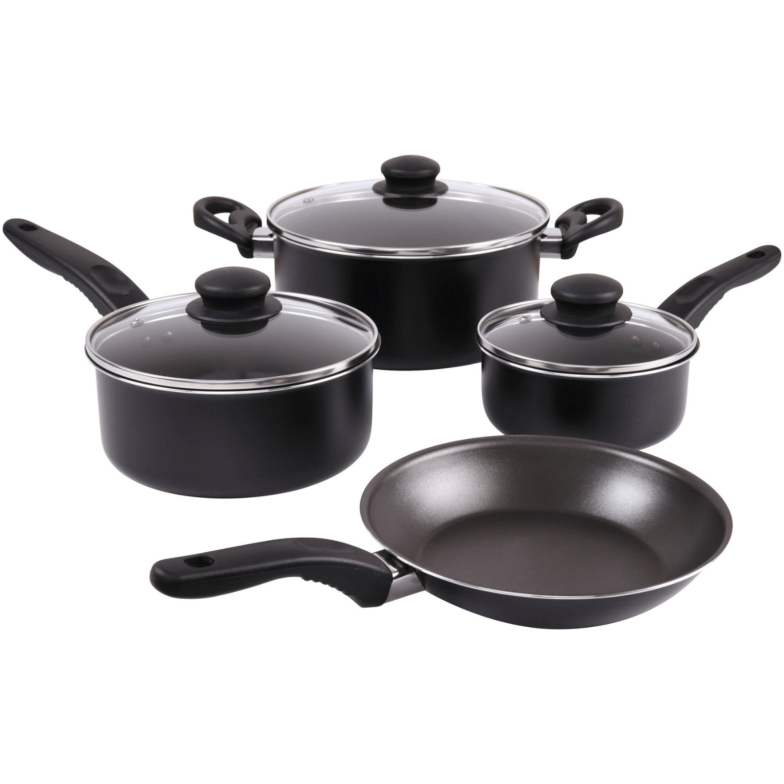 Mainstays 7-Piece Non-Stick Aluminum Cookware Set Pots and Pans Collection