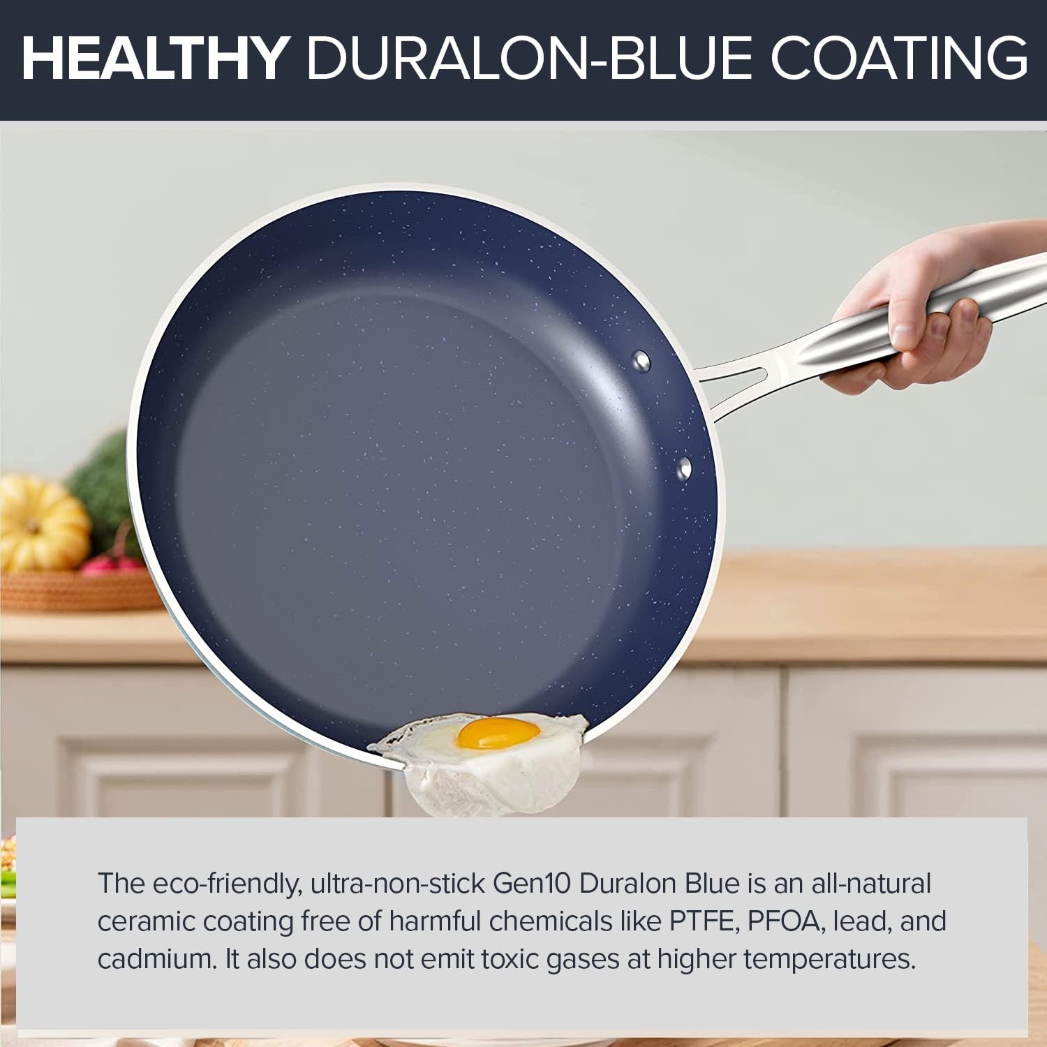 Nuwave 7pc Cookware Set Healthy Duralon Blue Ceramic Nonstick Coated