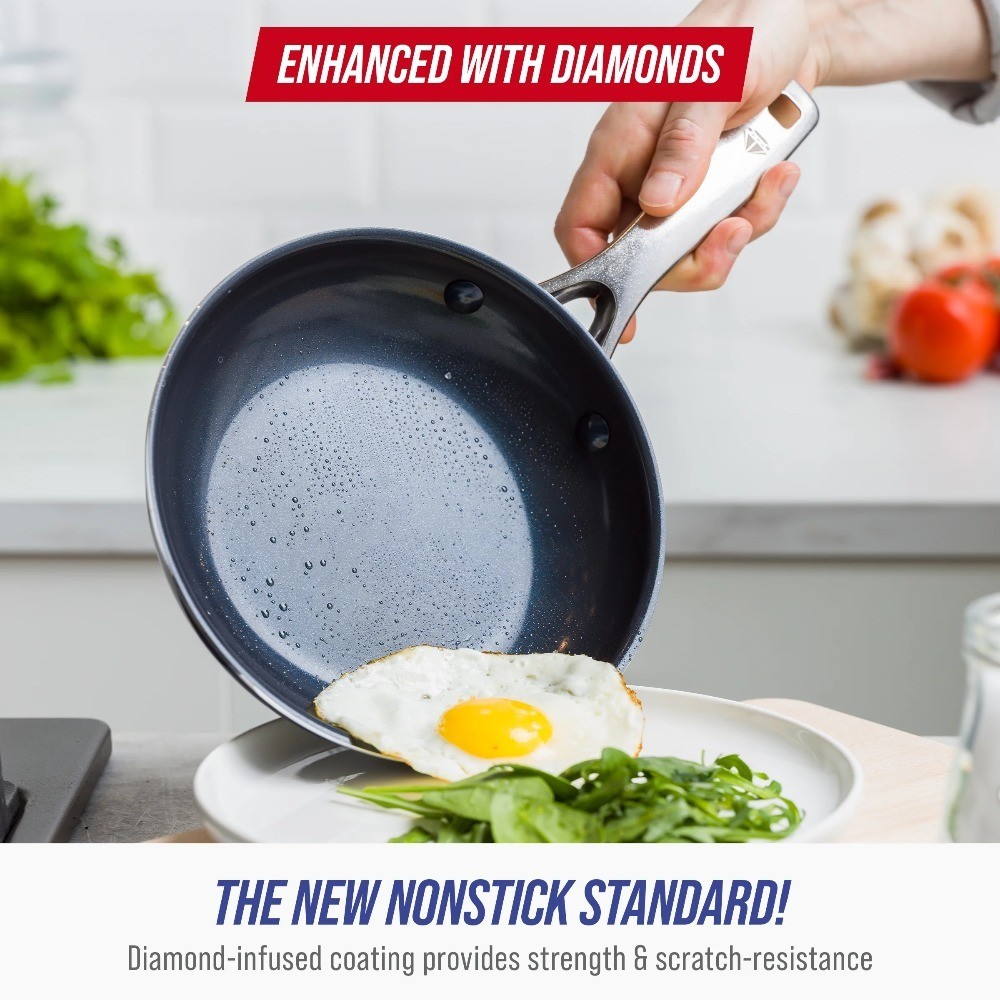 Ceramic Nonstick Fry Pan with Spatula Oven Safe Dishwasher Safe Metal Utensil