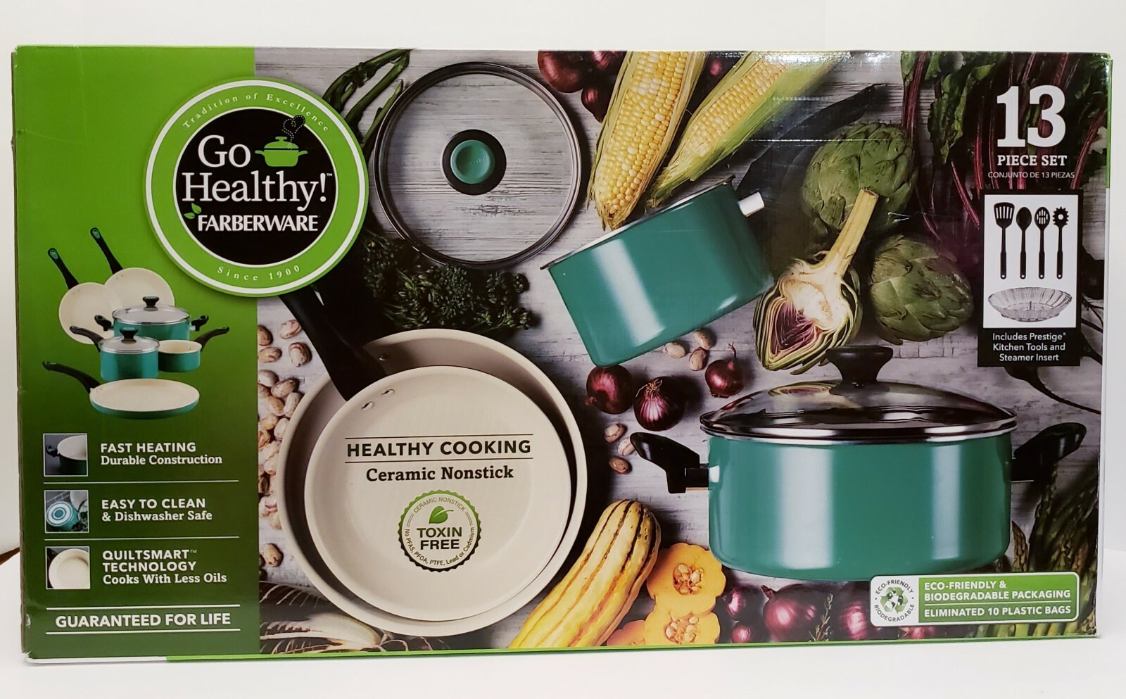 Go Healthy! By Farberware 13 Piece Nonstick Pots And Pans Cookware Set W/ Tools
