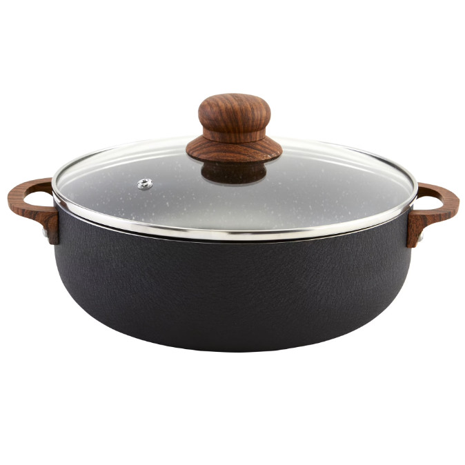 IMUSA 13.5Qt Speckled Nonstick Caldero w/ Glass Lid & Wood-Look Handles