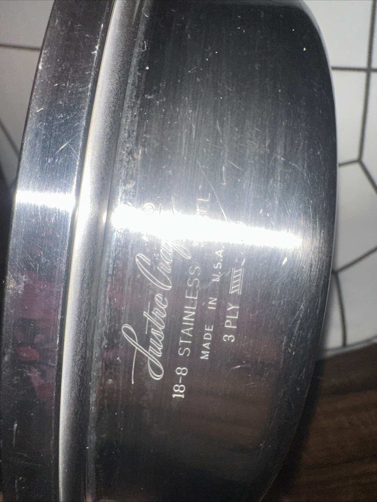 Lustre Craft 18-8 3 Ply Stainless Steel 9 1/2″ skillet fry pan No Lid EUC