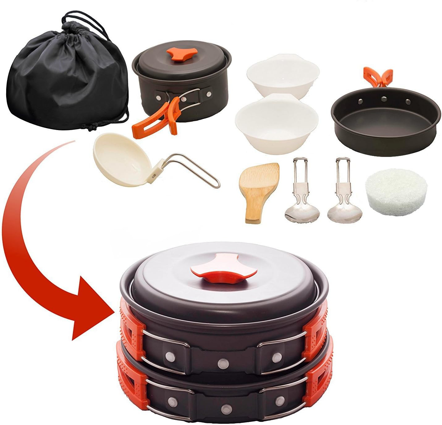 Voyage Living 12 PCS Lightweight Camping Cookware Set – Non-Stick Pots, Pans & U