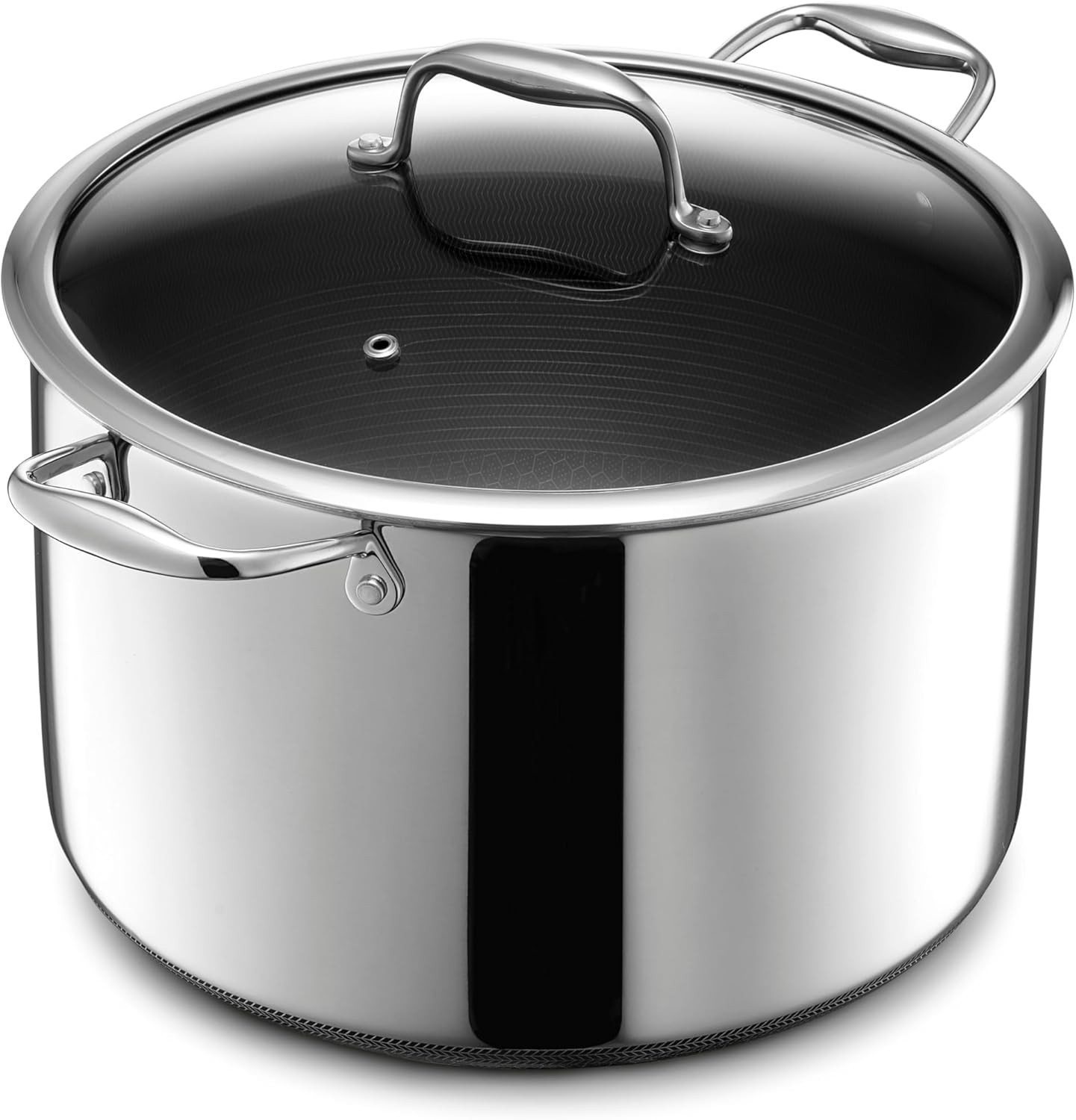 Hybrid Nonstick 10-Quart Stockpot with Tempered Glass Lid, Stay-Cool Handles, Di