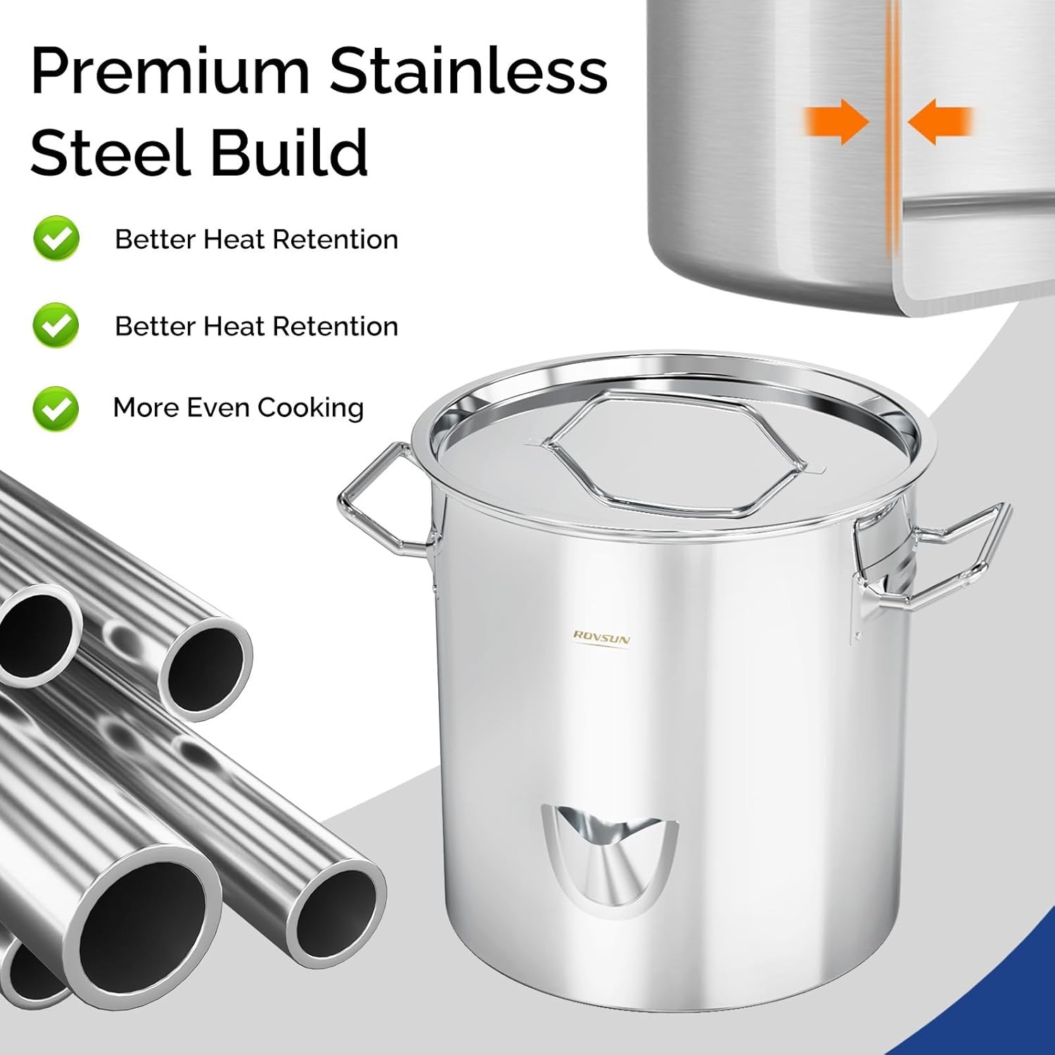 Stainless Steel Cooking Steamer 20QT – Steam Rack & Divider Panel for Multi-Food