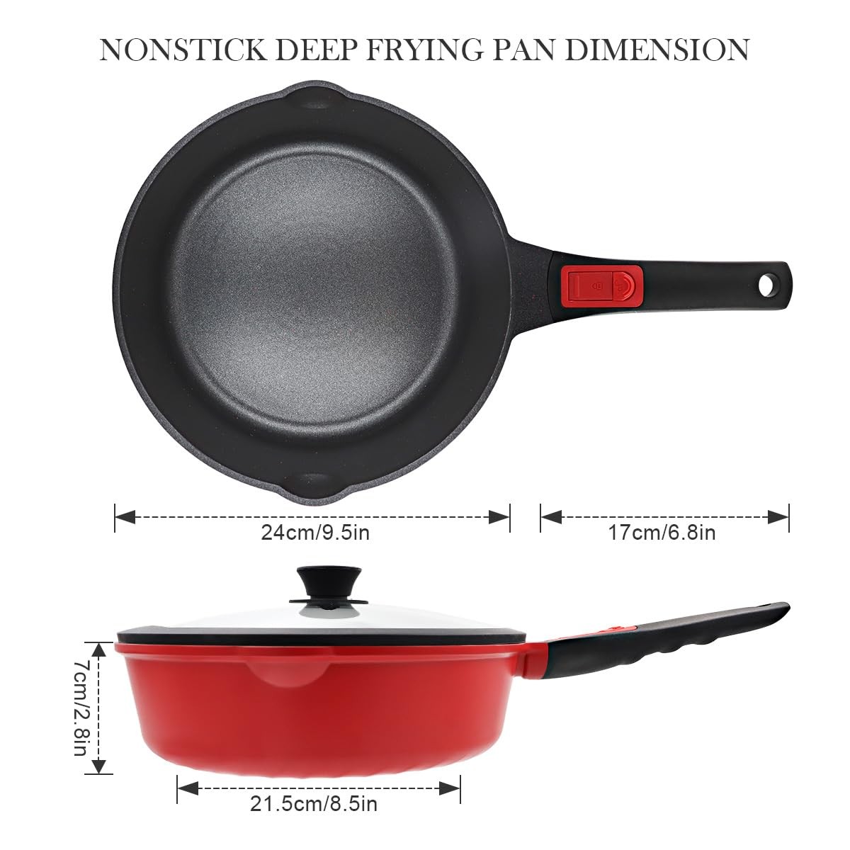 10 Inch Deep Frying Pan with Lid, Non Stick Frying Pans Saute Pan, Nonstick S…
