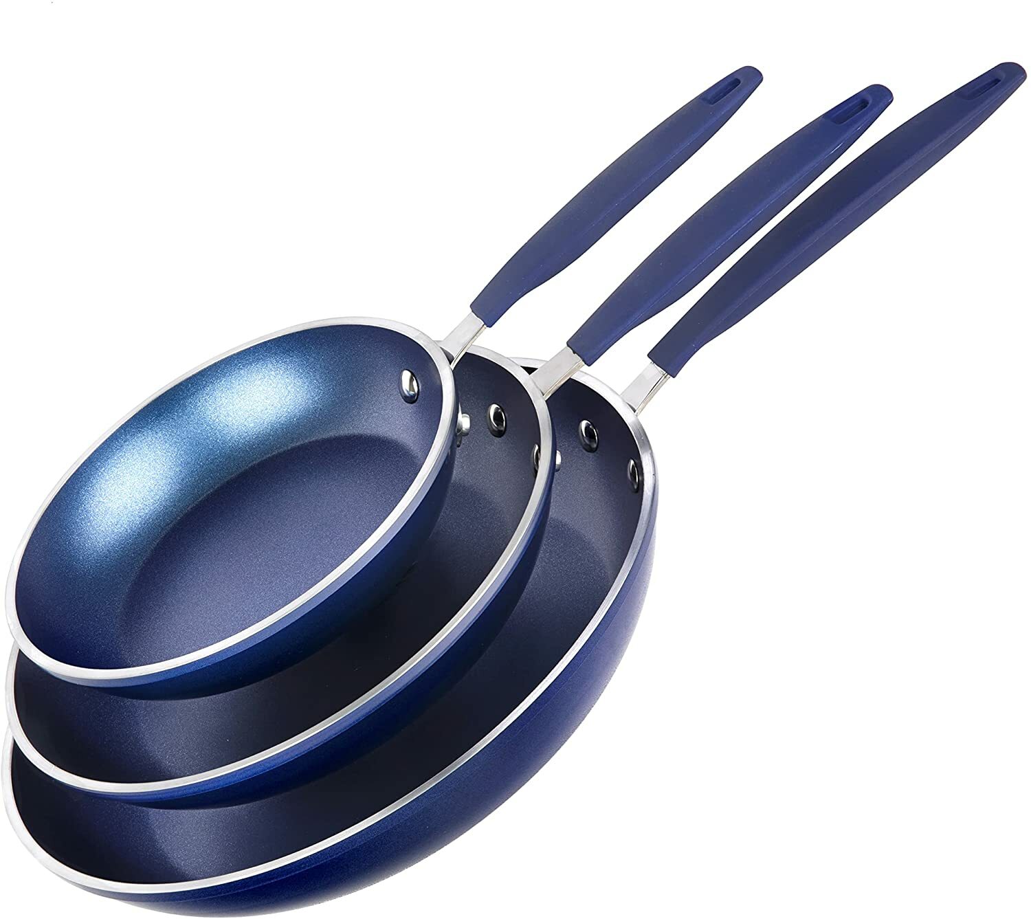 Granitestone 3 Pack Nonstick Frying Pan Set 8”,10” & 12” w/ Rubber Grip Handles