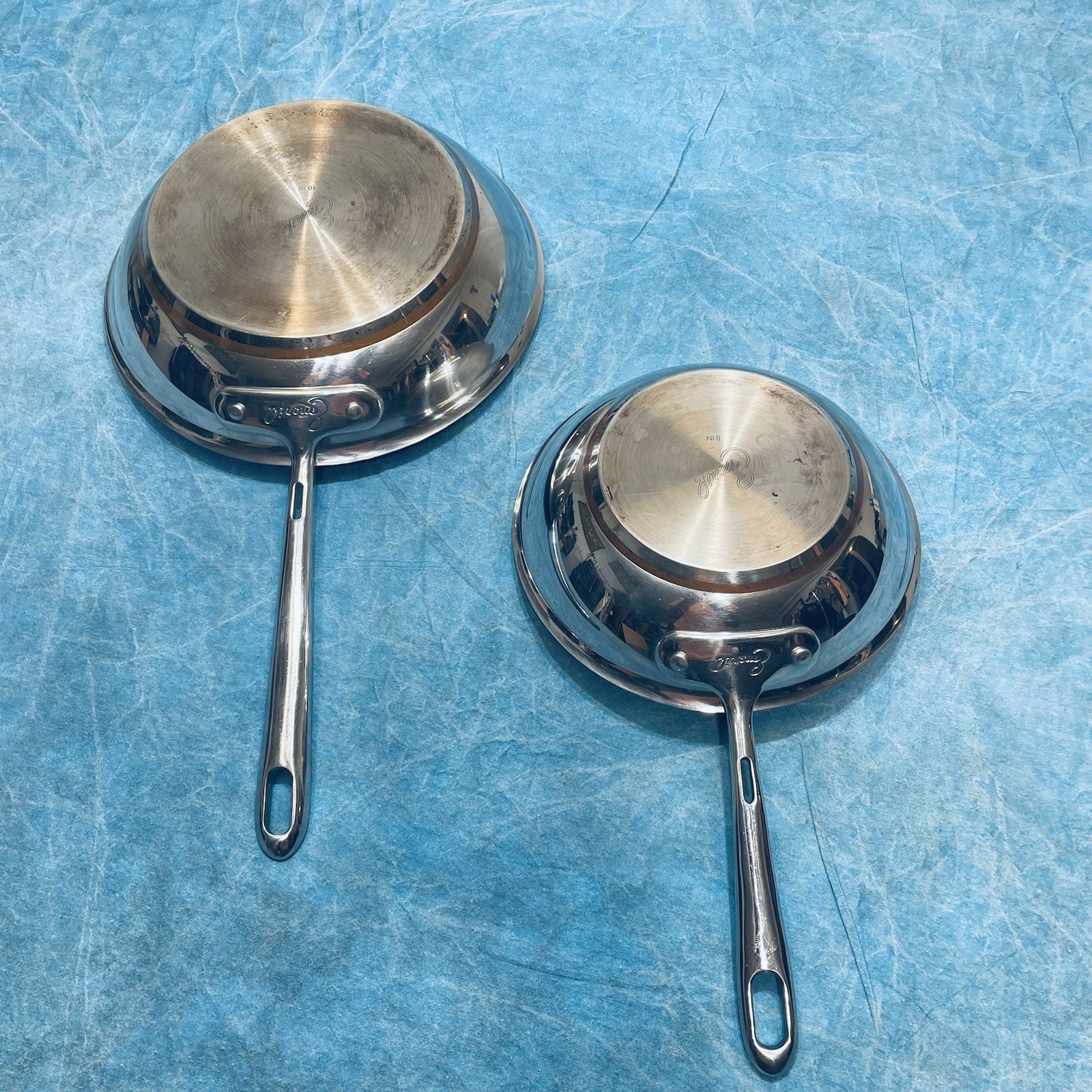 Emeril 10 Inch & 8 Inch Skillets Stainless Steel Copper Core Fry Pan