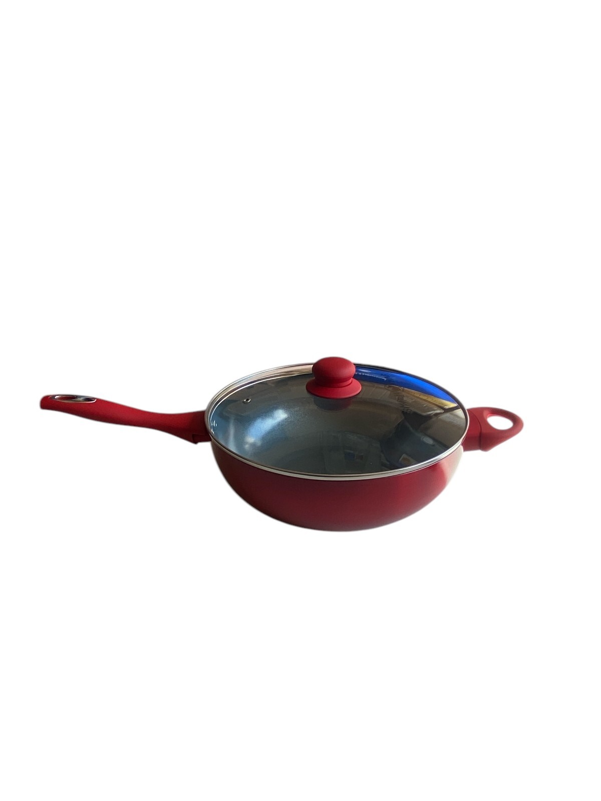 Simply Ming Red 11 Inch Technolon Ceramic Nonstick Pan With Lid