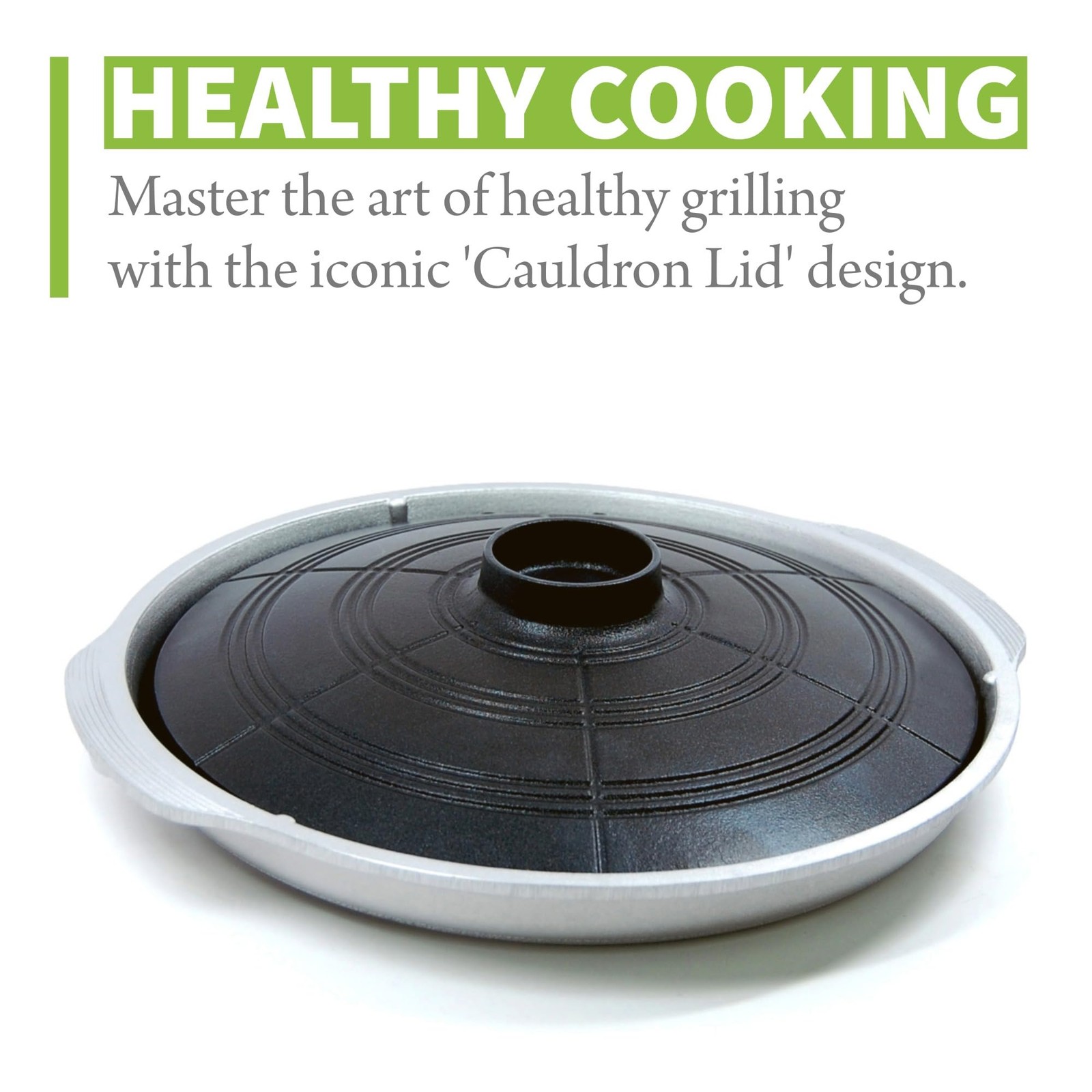 COOKKING – Korean Traditional BBQ Grill Pan, Cauldron Lid Standard, Black