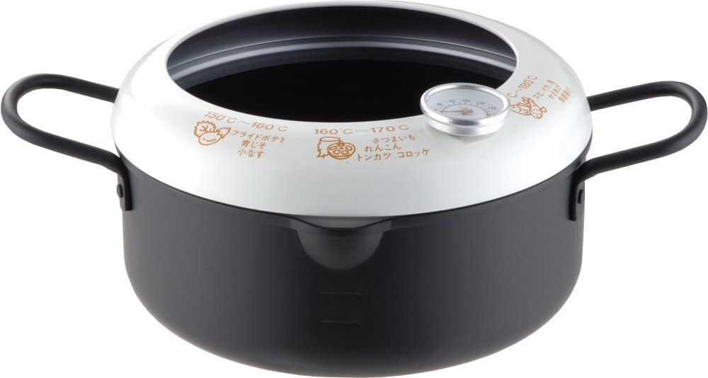 Yoshikawa TEMPURA IRON Frying Pan Pot 20cm w/Thermometer SH9257 From Japan