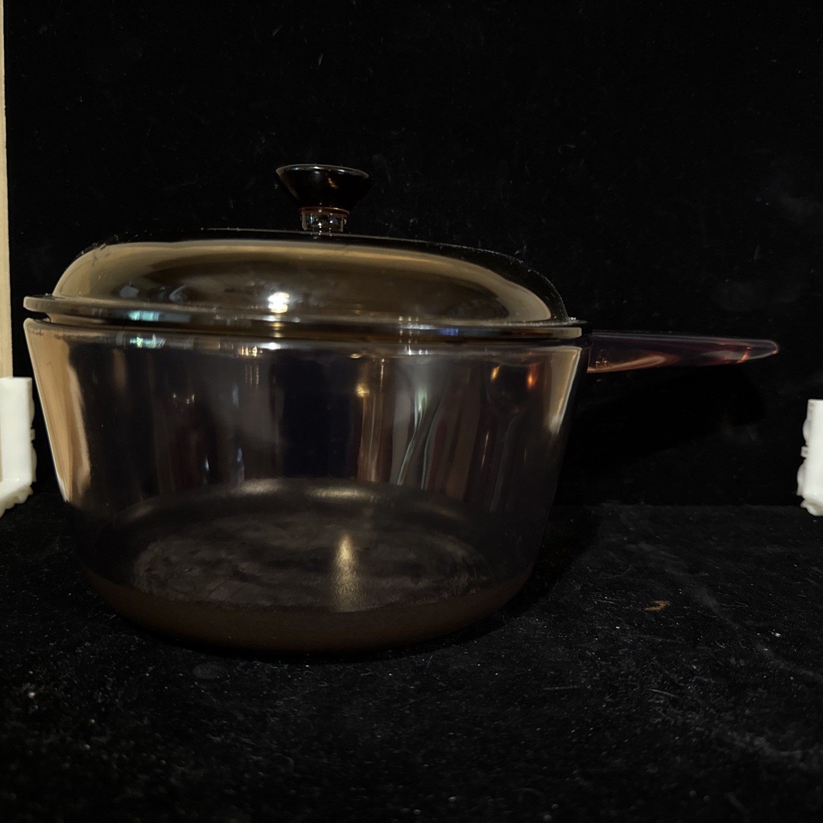 Corning Visions Amber Glass 1.5L Saucepan With Lid Made in USA Vintage