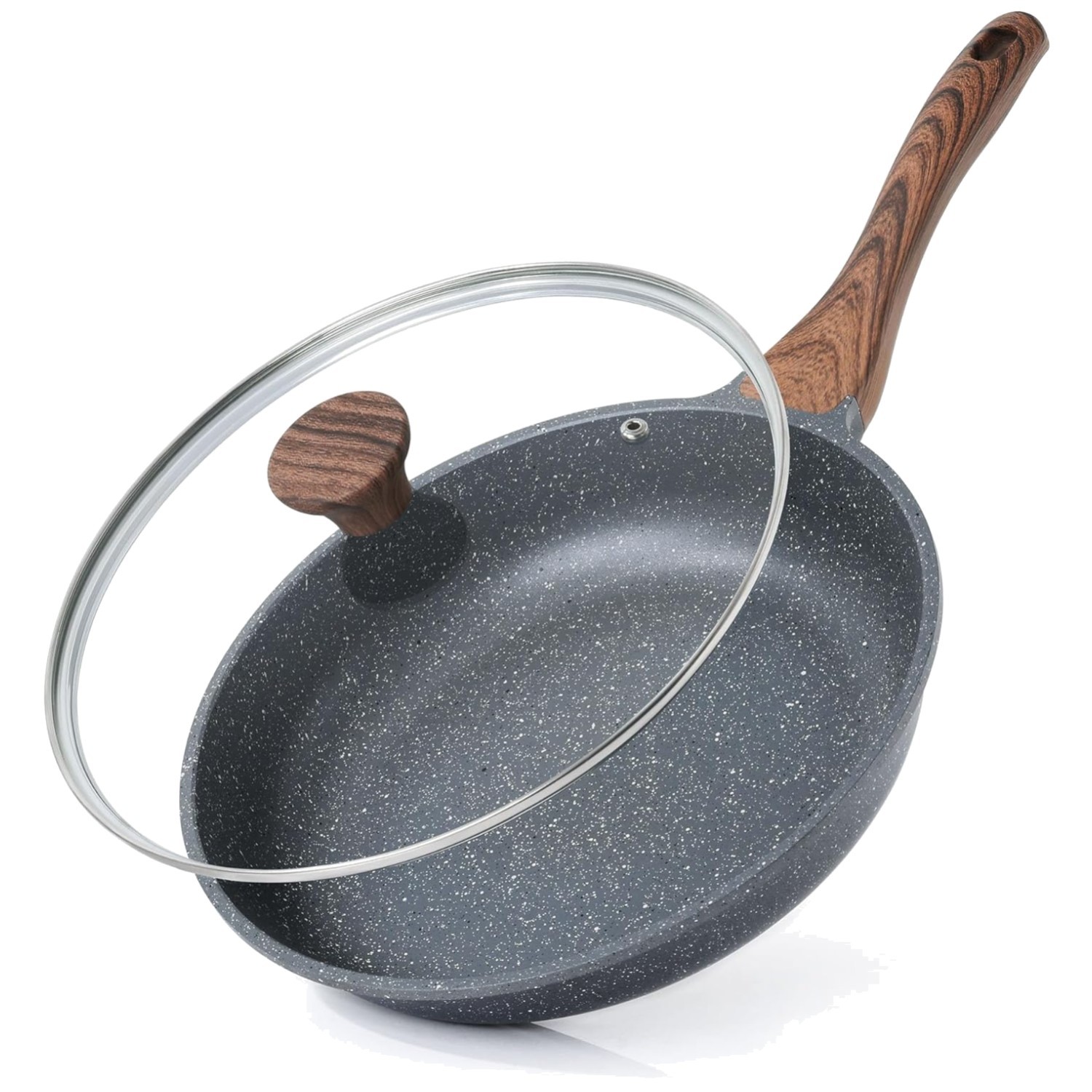Nonstick Omelette Pan 11in with Tempered Glass Lid