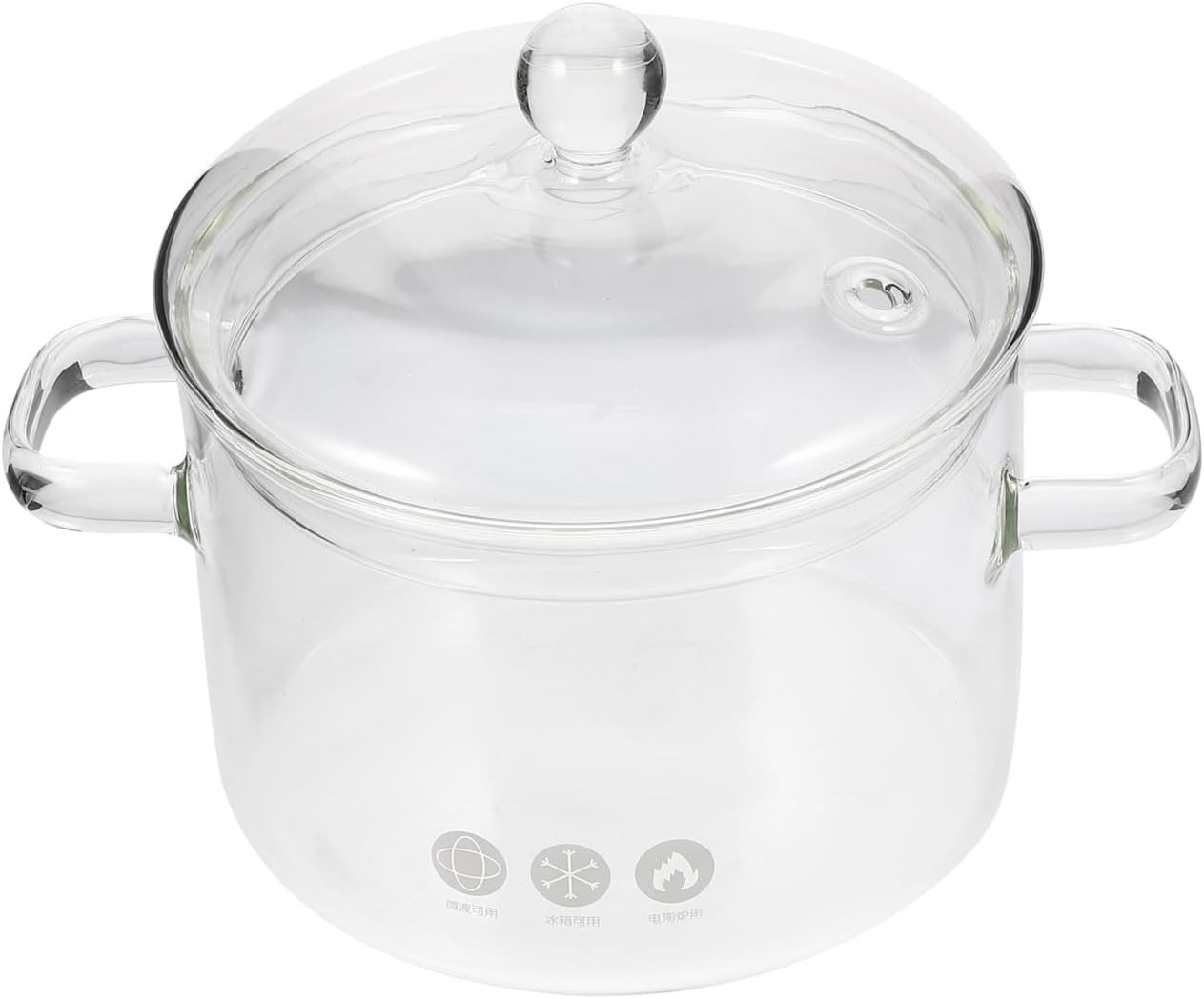 Borosilicate Glass Soup Pot W/ Lid 1.5L/50Oz Transparent Cooking Pot Ramen