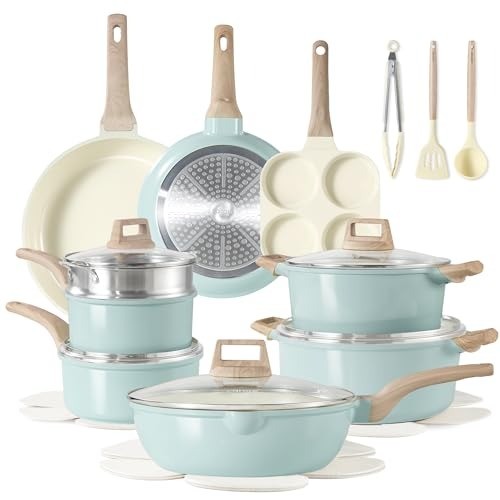 Elegant 21-Piece Ceramic Cookware Set with Non-Stick Finish – Effortless Cooking