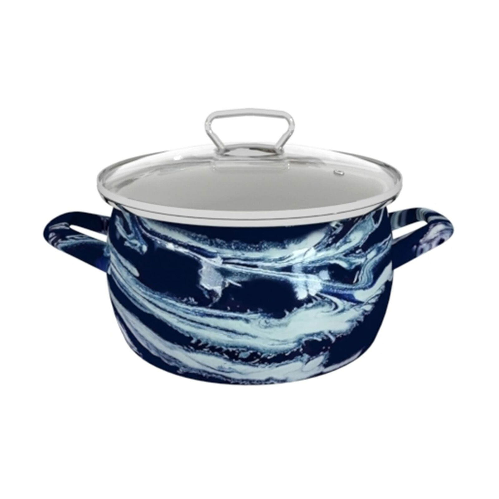 Stylish Enamel Stock Cooking Pot Glass for Partyware – Shake Pale Blue, 3.2 Qt