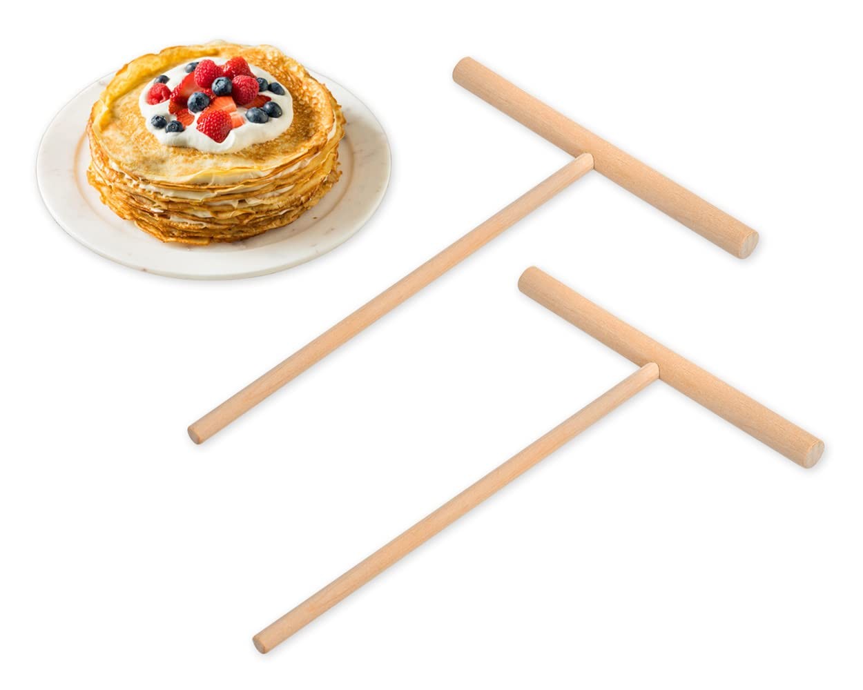 Crepe Spreader 2 Pieces 6.1 Inches x 4.7 Inches Natural Wooden T-Shaped Tool …