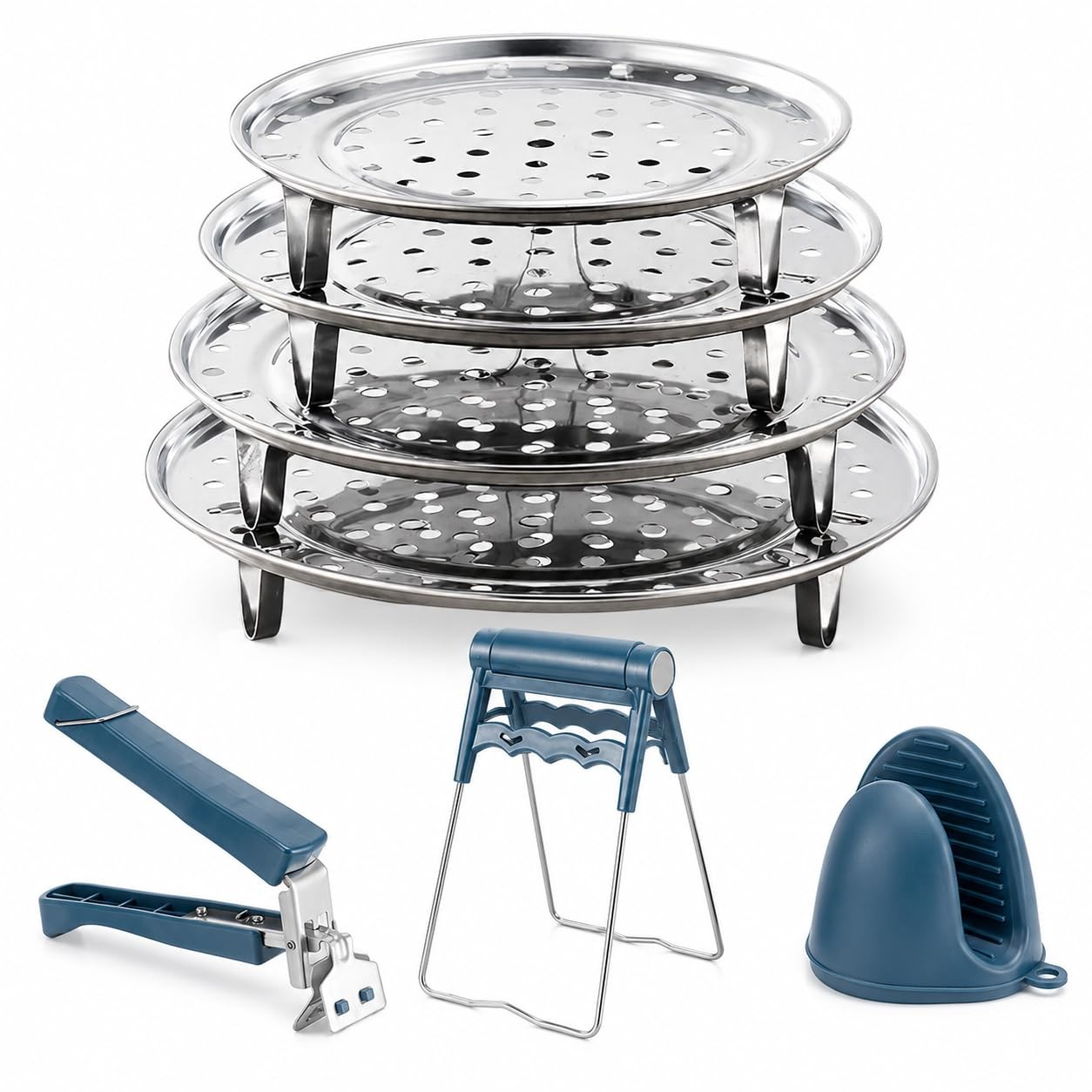 4 Pack Stainless Steel Steamer Rack for Pots, Tamales, Canning