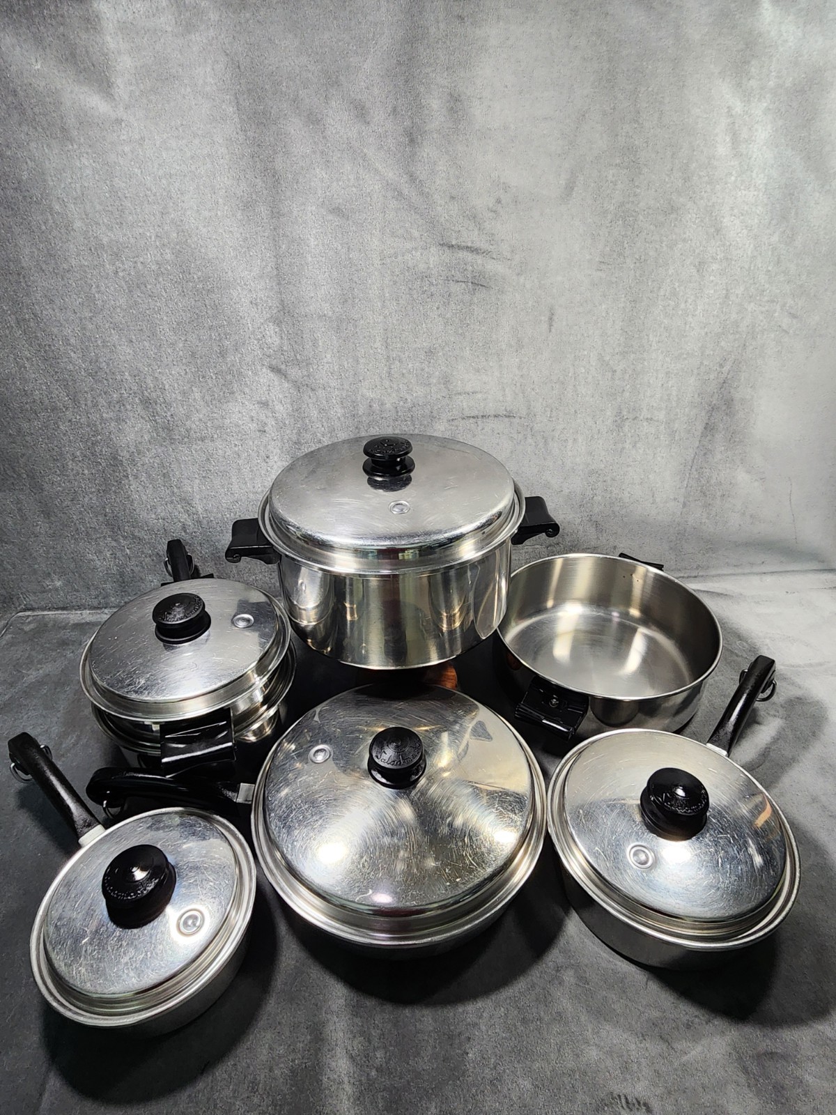 Vintage SALADMASTER Stainless Steel Cookware Set/12 pieces/USA/Vapo Lids