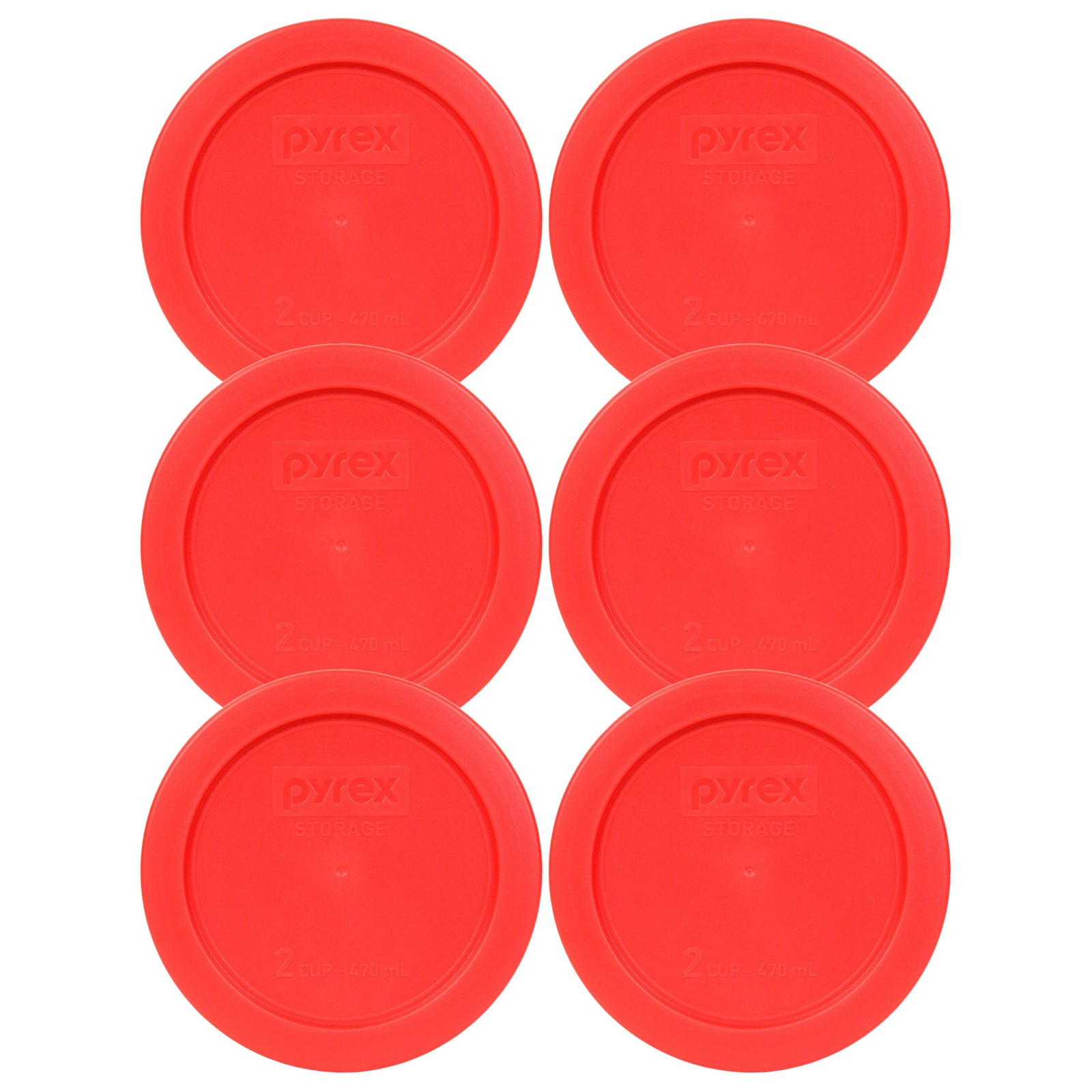 2-Cup Red Food Storage Replacement Lids for Glass Containers 6 Pcs