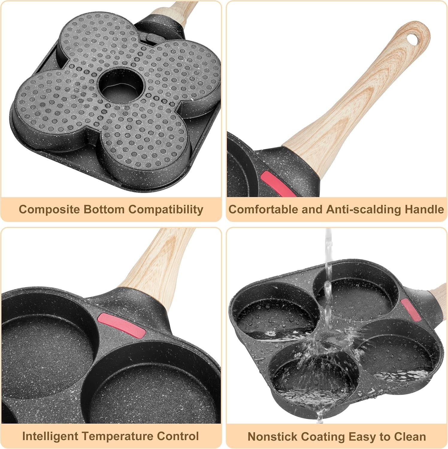 MyLifeUNIT Egg Frying Pan, 4-Cup Egg Pan Nonstick