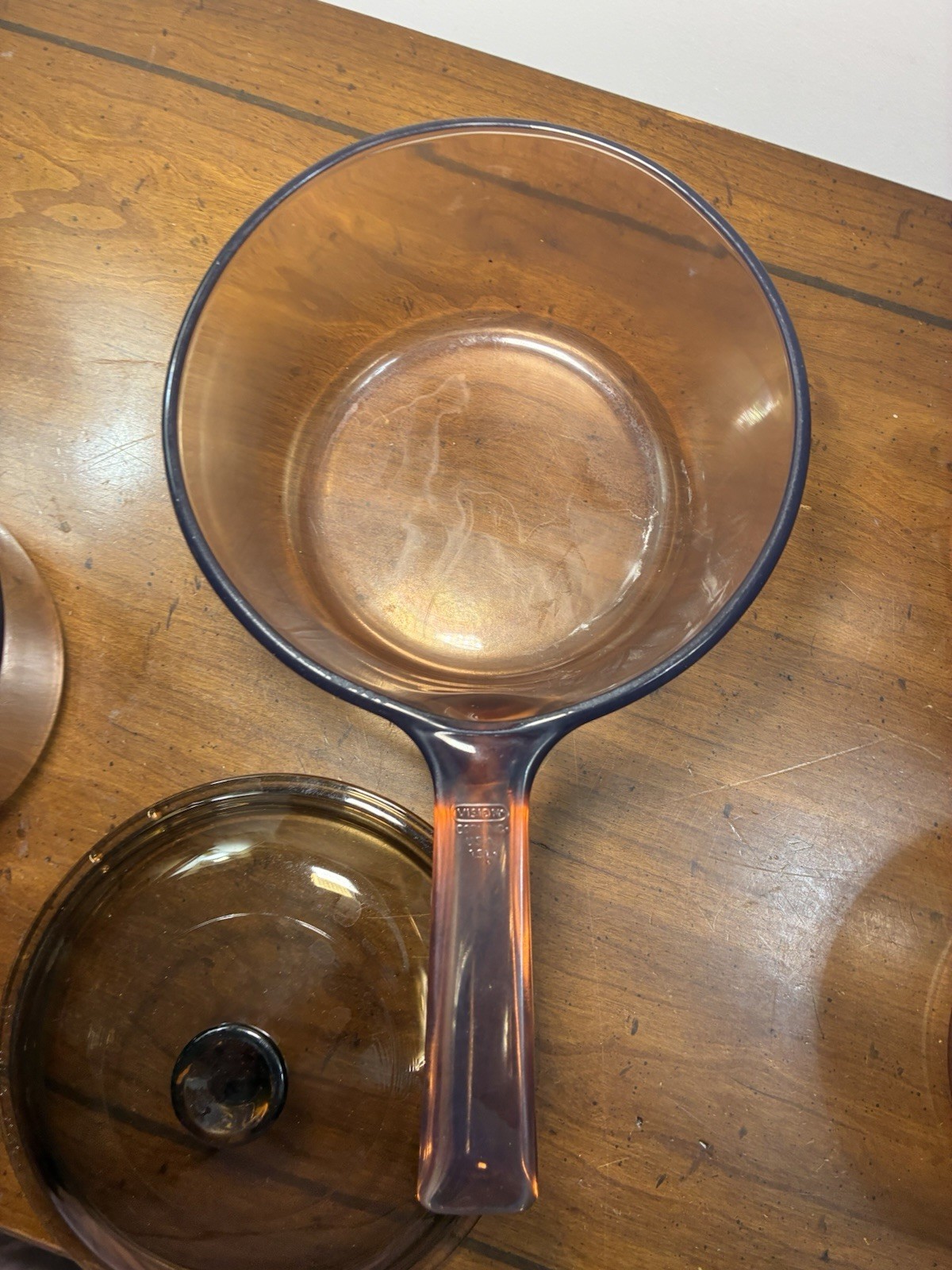 Vintage Corning Ware Amber Vision 10p 4 Sizes Sauce Pans Double Boiler USA