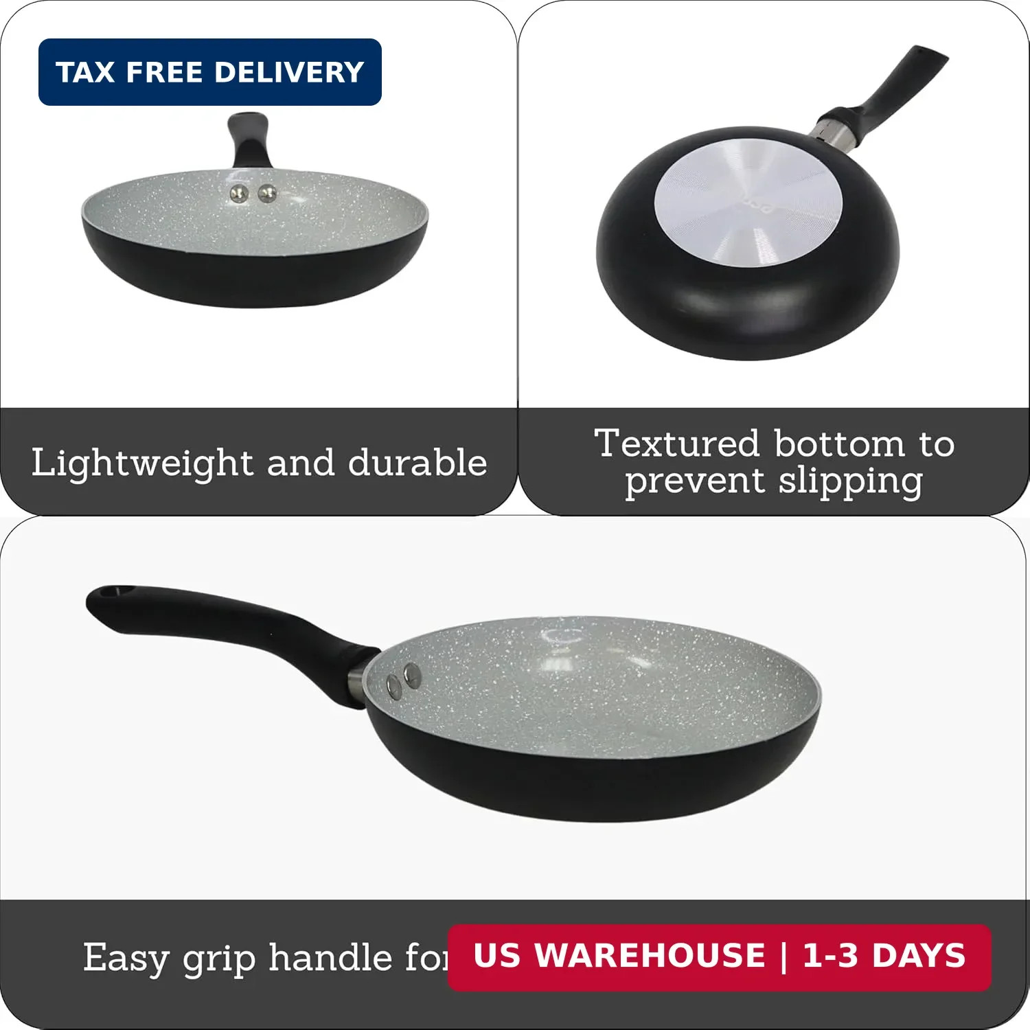 IMUSA 8″ Premier Ceramic Nonstick Fry Pan with Cool Touch Handle, Matte Black