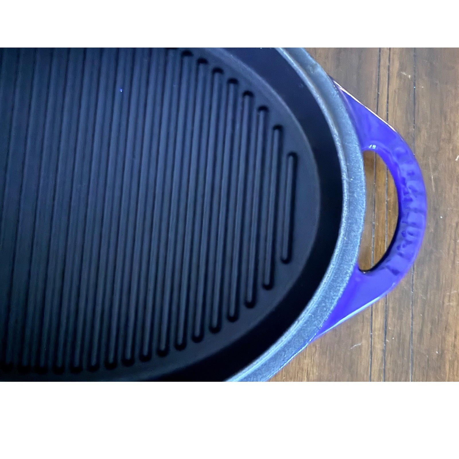 Le Creuset Blue Enameled Cast Iron 2-in-1 Oval Dutch Oven with Grill Pan Lid 28