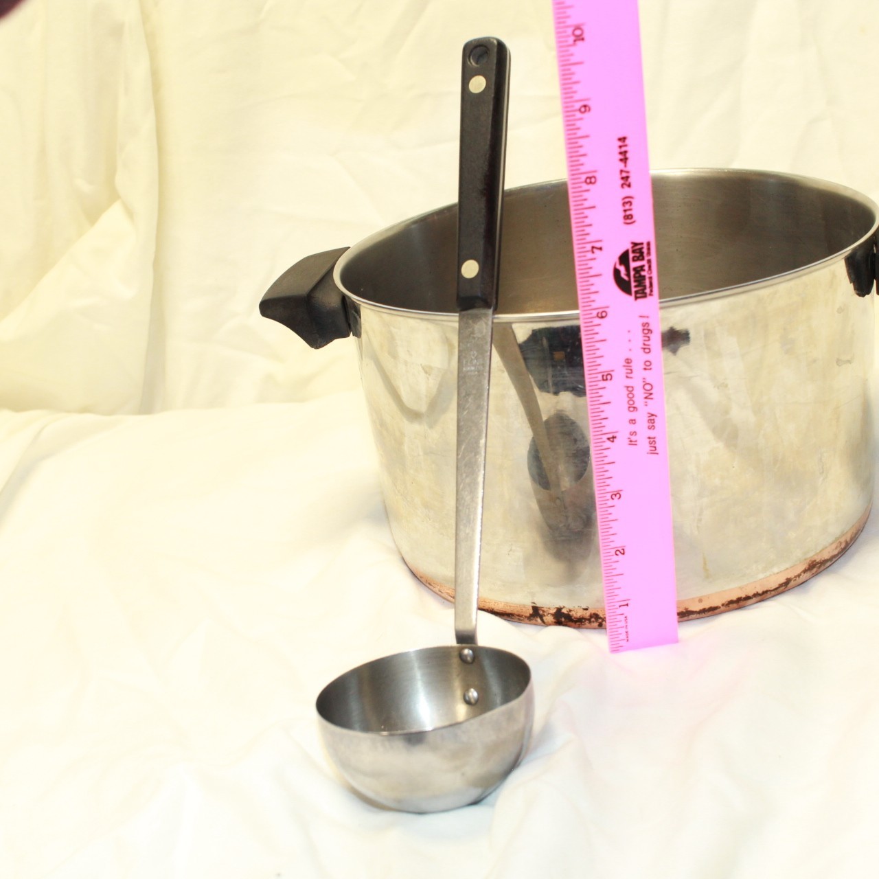 Revere Ware 1801 6 QT Copper Bottom Stock Pot W/ Ladle -Clinton, ILL 95l- NO LID