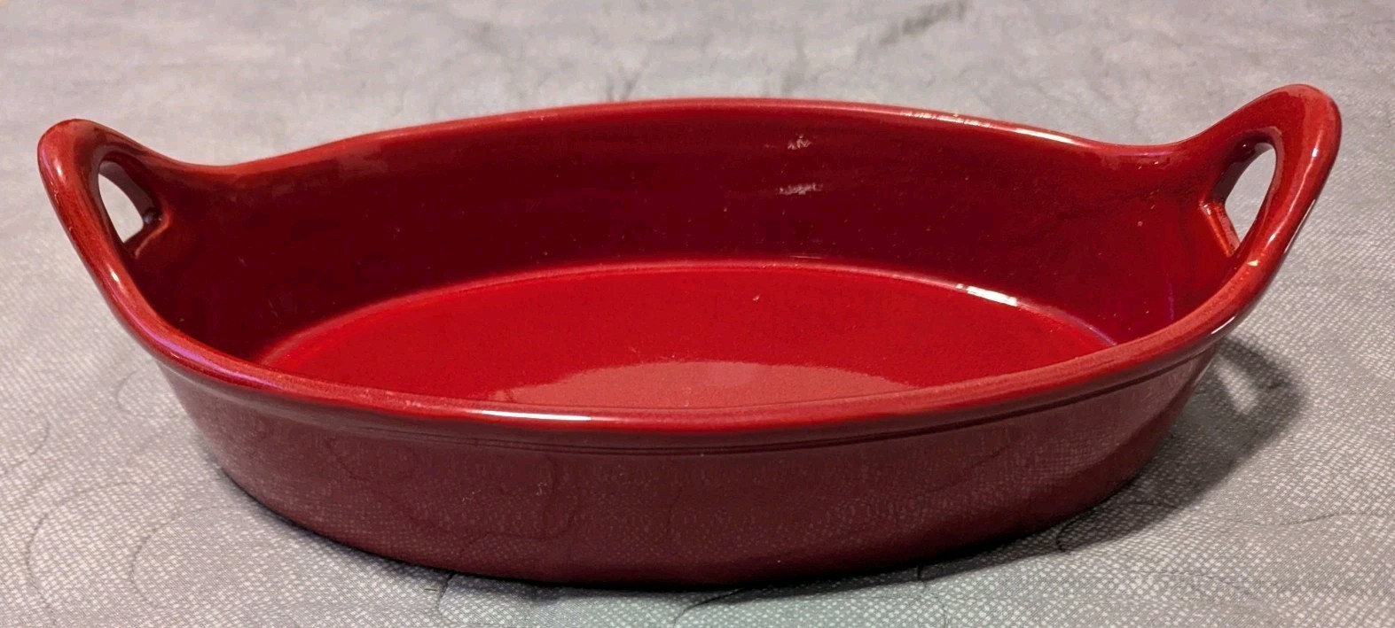 CRATE & BARREL – 14″ Oval Baking Casserole Dish – Red Glazed Stoneware Portugal