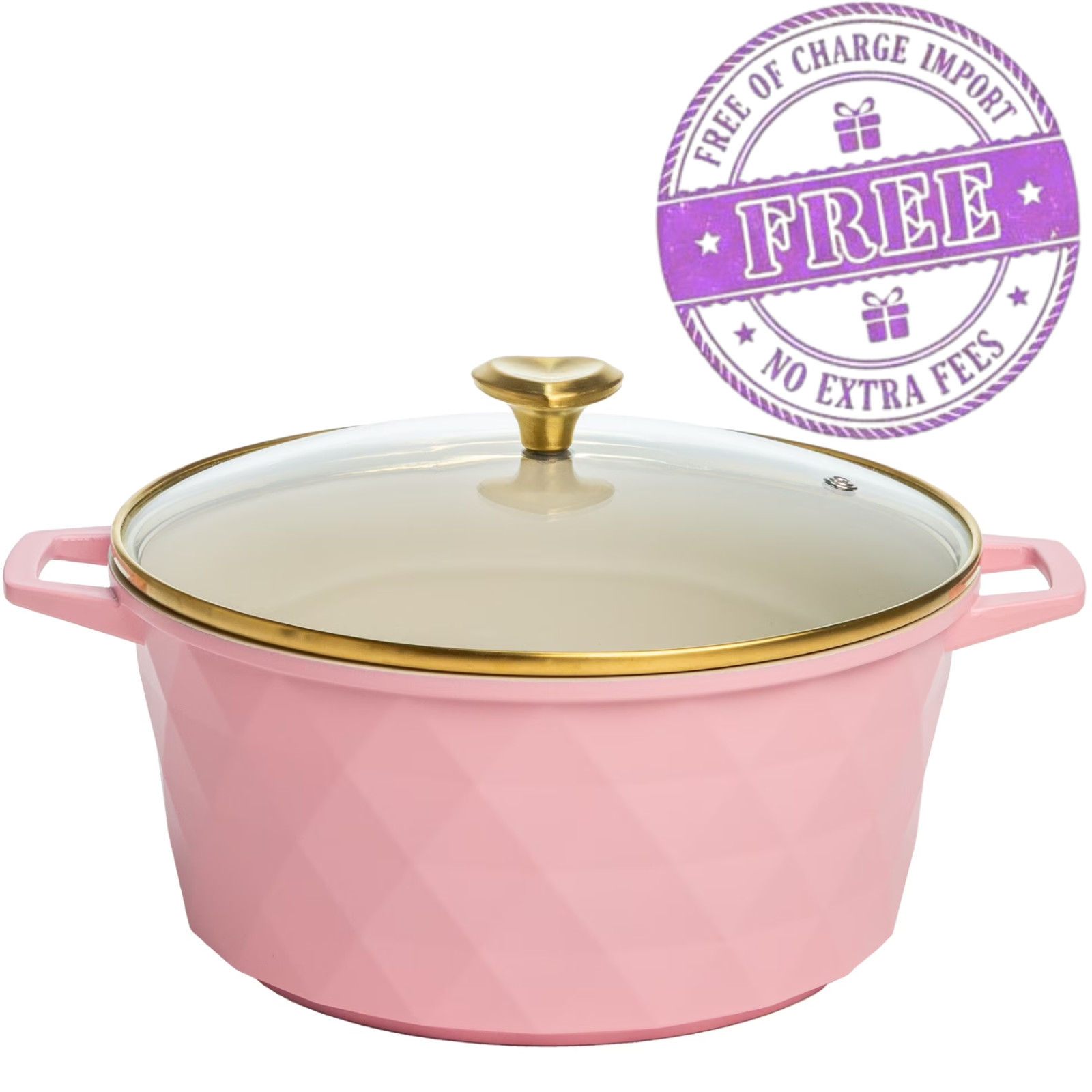 Paris Hilton 4.6 Quart Ceramic Nonstick Dutch Oven Pot Pink Heart Knob Oven Safe