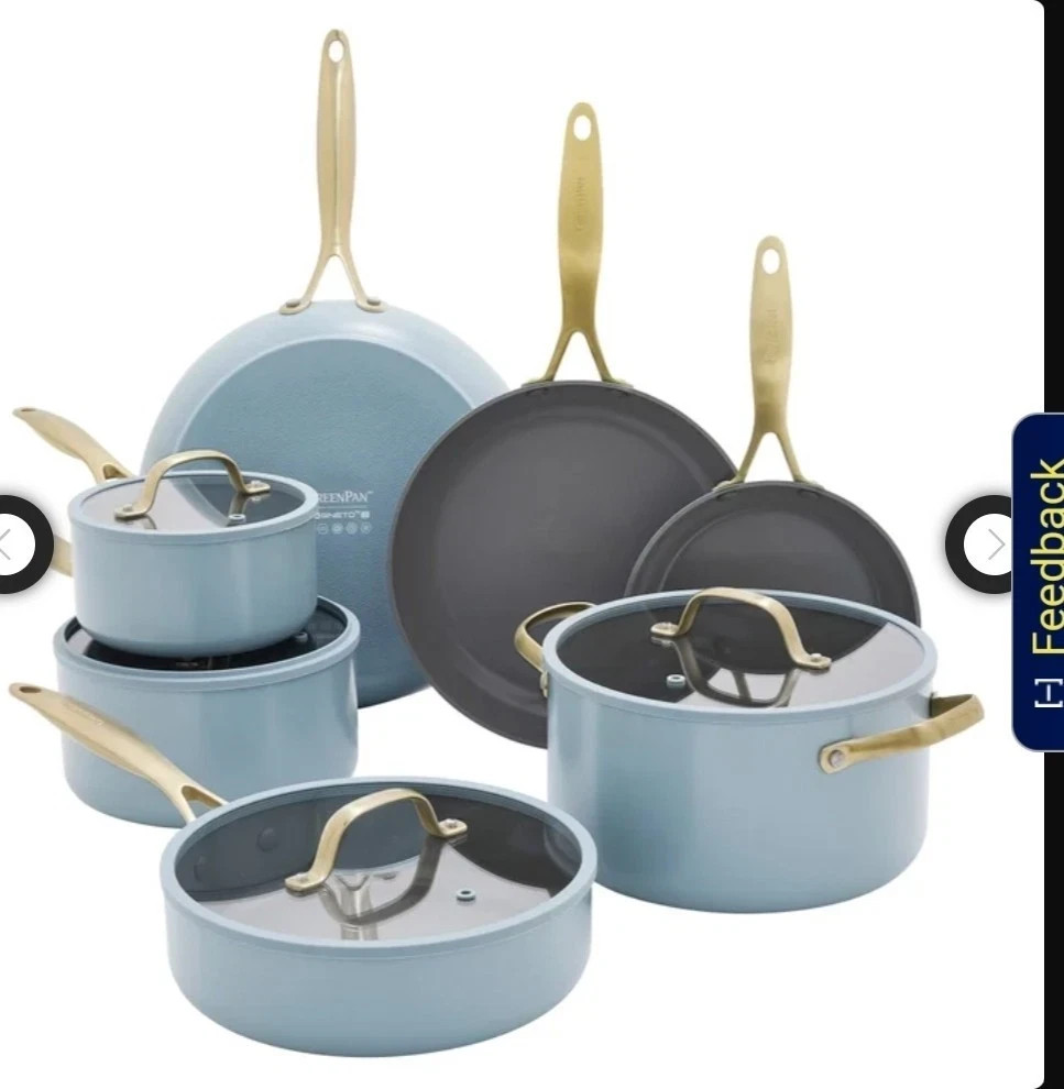 GreenPan Jewel Pro 11-Piece Cookware Set Hard Anodized Nonstick Blue – OPEN BOX