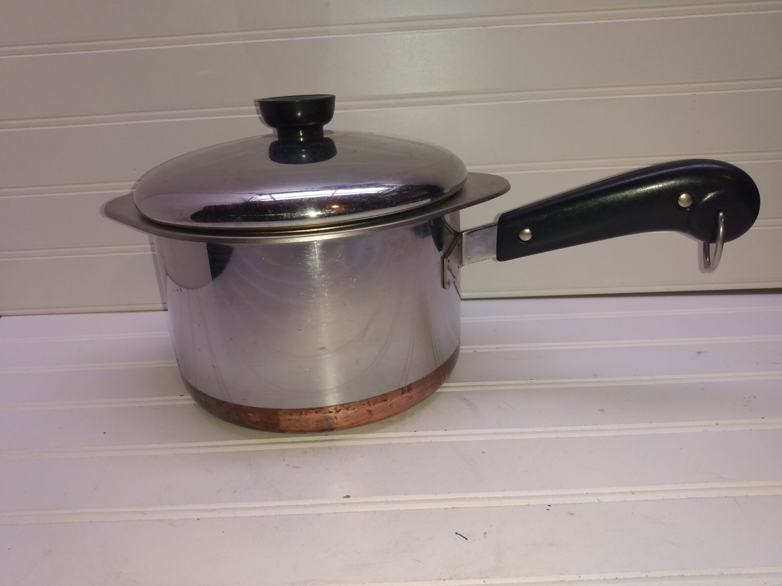 Revere Ware 3 Qt Saucepan Copper Stainless Double Boiler Insert Serving Bowl Lid