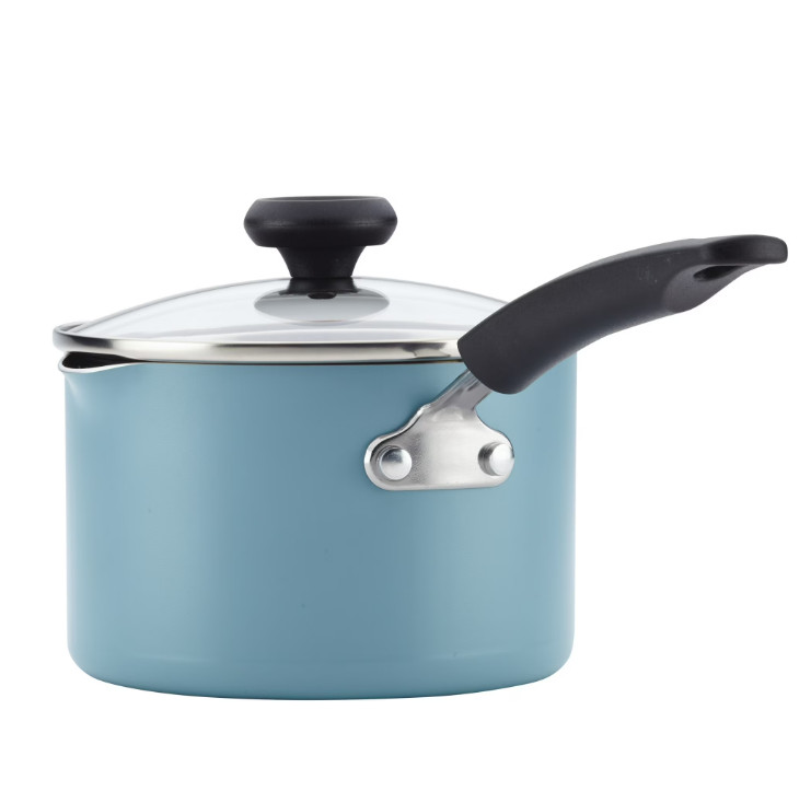 12pc Nonstick Cookware Set with Cooking Tools Dishwasher Safe Aqua Kitchen Pots