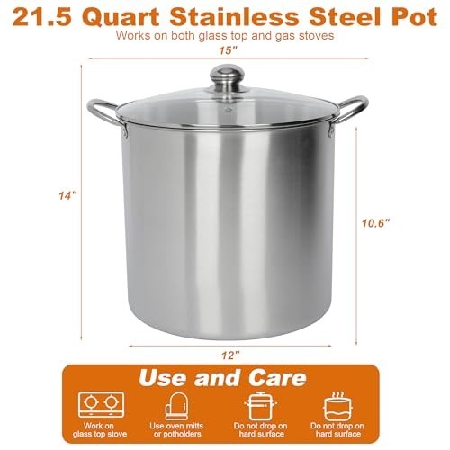 21.5 Quart Stainless Steel Canning Pot Set with Rack and Lid