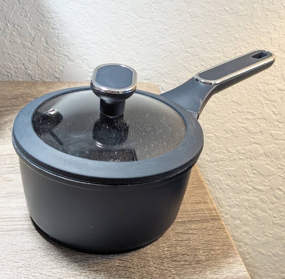D&W 7″ Nonstick Saucepan Pot With Glass Lid 1.9 Qt Dark Blue