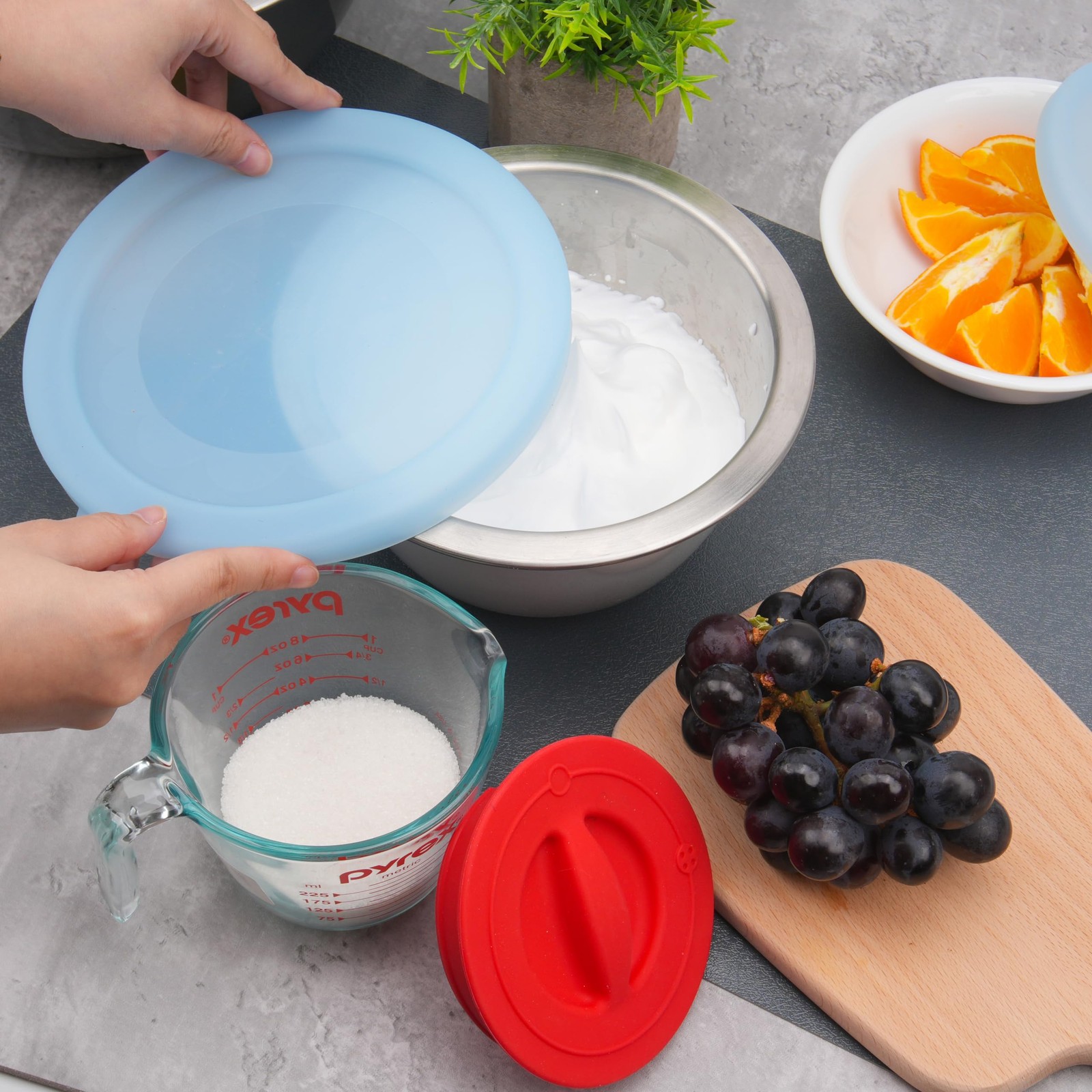PUREKRA 3 Pack Silicone Replacement Lids for OXO 1.5Quart, 3Quart & 5Quart Go…