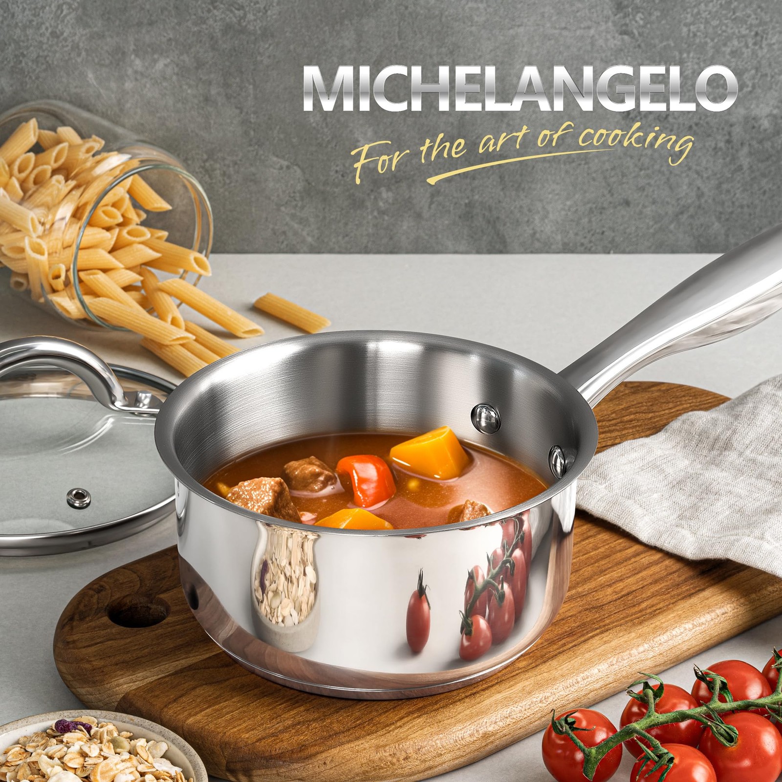 1.5 QT Saucepan with Lid 18/10 Stainless Steel Sauce Pan with Tri-Ply Bottom